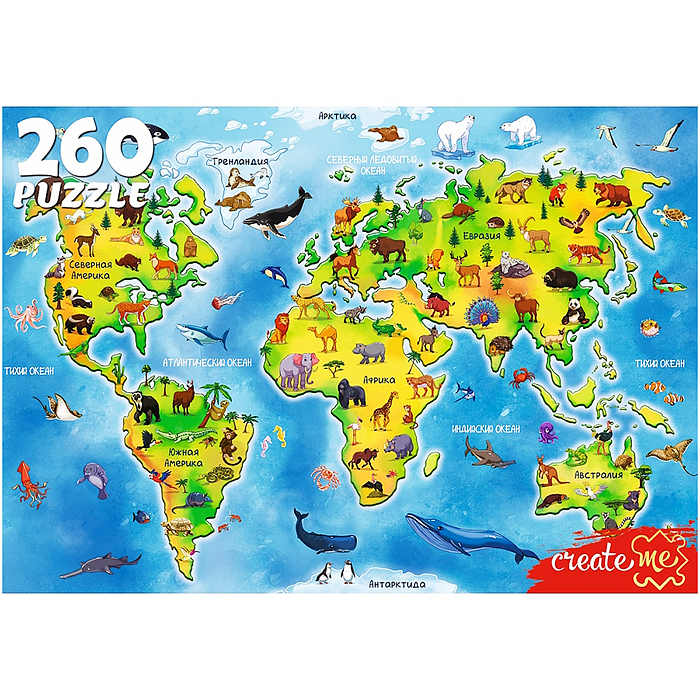 Пазлы 260 "Животные Земли"