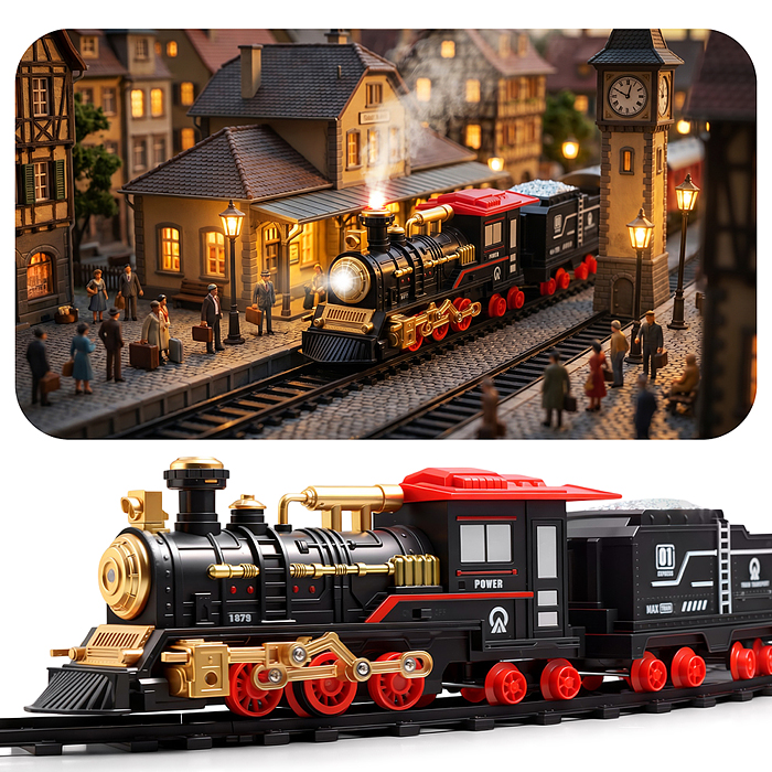 Фото к товару Железная дорога 8851 "Поезд и пути-3" (свет, распылитель) в коробке Железная дорога 8851 "Поезд и пути-3" (свет, распылитель) в коробке