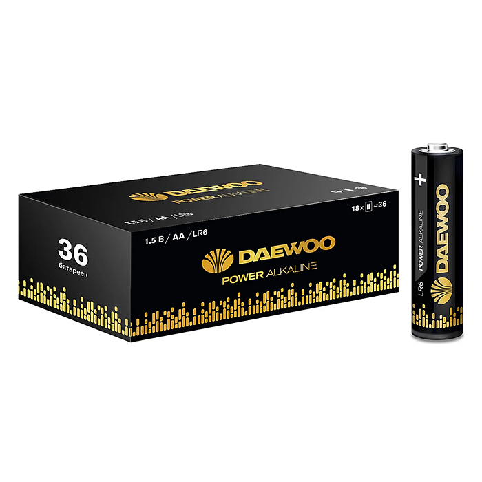 Батарейки алкалиновые DAEWOO POWER Alkaline LR6 в упаковке 36 шт