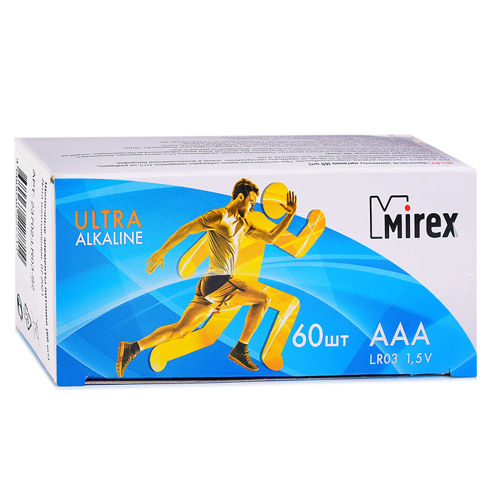 Батарея щелочная Mirex LR03 / AAA 1,5V  60 шт (2/60/1000), shrink