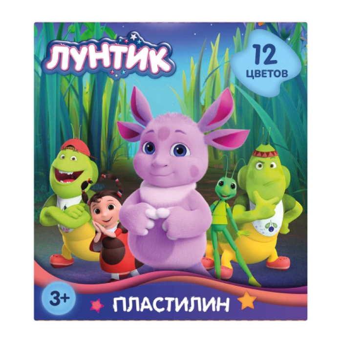 Пластилин 12 цветов "Лунтик" 240 гр, стека пластиковая, картонная упаковка Пластилин 12 цветов "Лунтик" 240 гр, стека пластиковая, картонная упаковка