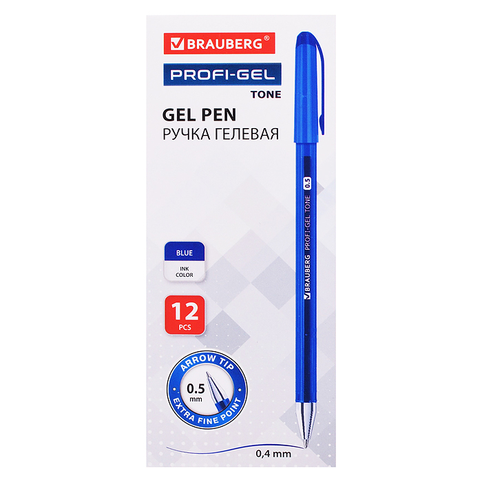 Фото к товару Ручка гелевая "Profi-Gel TONE", синяя, линия письма 0,4 мм, стандартный наконечник 0,5 мм, Ручка гелевая "Profi-Gel TONE", синяя, линия письма 0,4 мм, стандартный наконечник 0,5 мм,