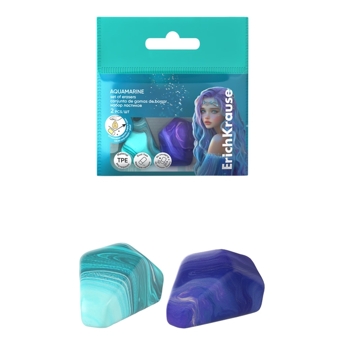 Набор из 2 ластиков Aquamarine (в пакете) Набор из 2 ластиков Aquamarine (в пакете)