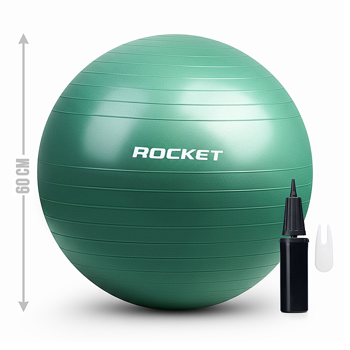 Фитбол 60см ROCKET R0217 Антивзрыв, цвет зеленый (60-65см 800г)