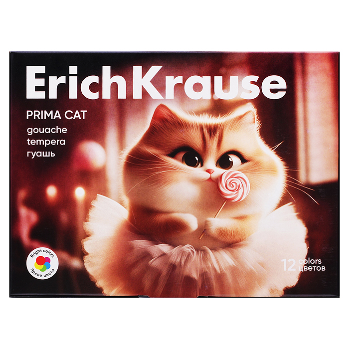 Гуашь Prima Cat 12 цветов по 17 мл