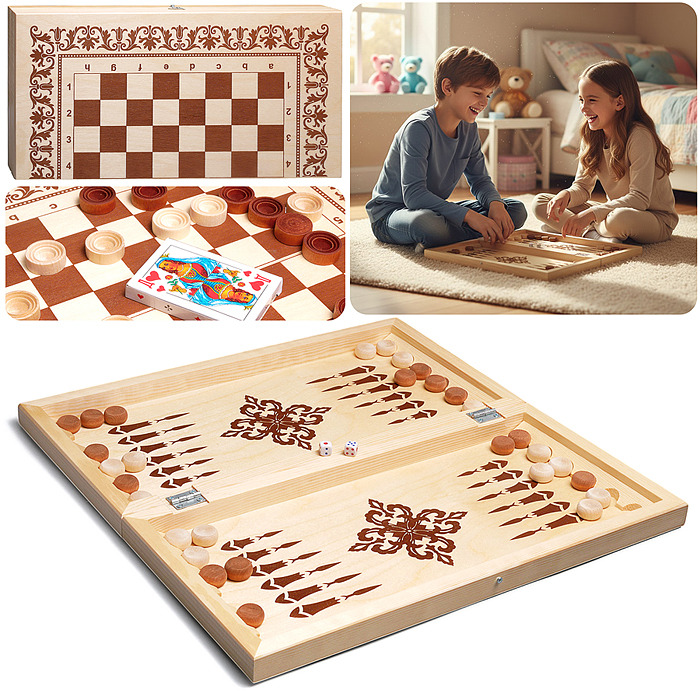 Игра 3 в 1 нарды, шашки, карты 400х200х45 Игра 3 в 1 нарды, шашки, карты 400х200х45