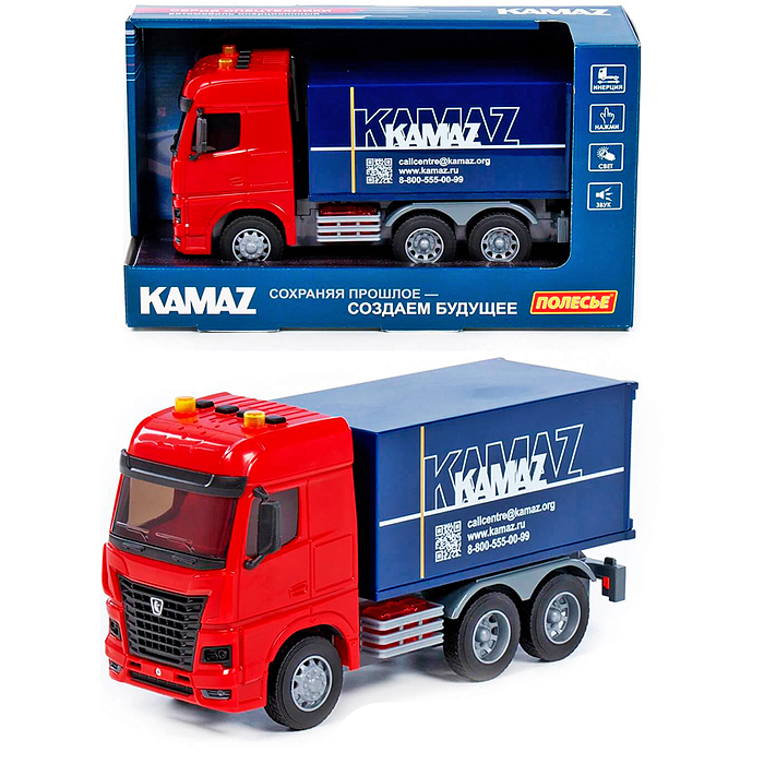 Автомобиль-фургон "Kamaz" инерционный (со светом и звуком) Автомобиль-фургон "Kamaz" инерционный (со светом и звуком)