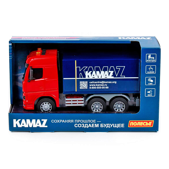 Автомобиль-фургон "Kamaz" инерционный (со светом и звуком) 