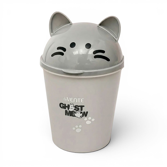 Контейнер для мусора, хранения "Ghost Meow" настольный пластиковый 17x11,5x8 см, серый