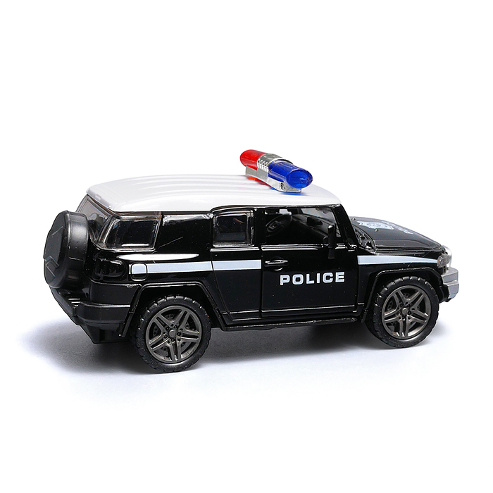 Чёрная инерционная машинка полицейская с белой крышей die-cast , 1:32
