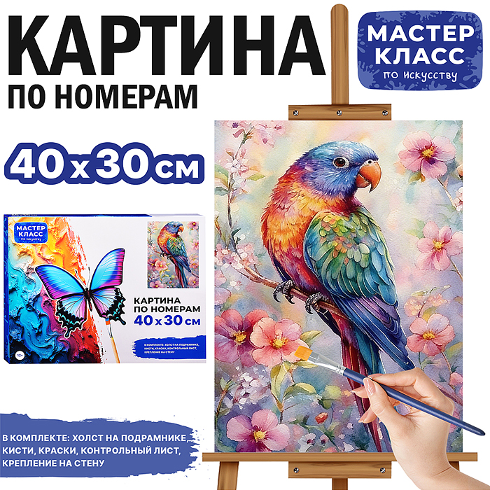 Картина по номерам MKR4030-140 "Попугайчик" 40х30 см. Картина по номерам MKR4030-140 "Попугайчик" 40х30 см.