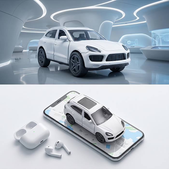 Фото к товару Белая инерционная машинка с люком на крыше die-cast , 1:32 Белая инерционная машинка с люком на крыше die-cast , 1:32