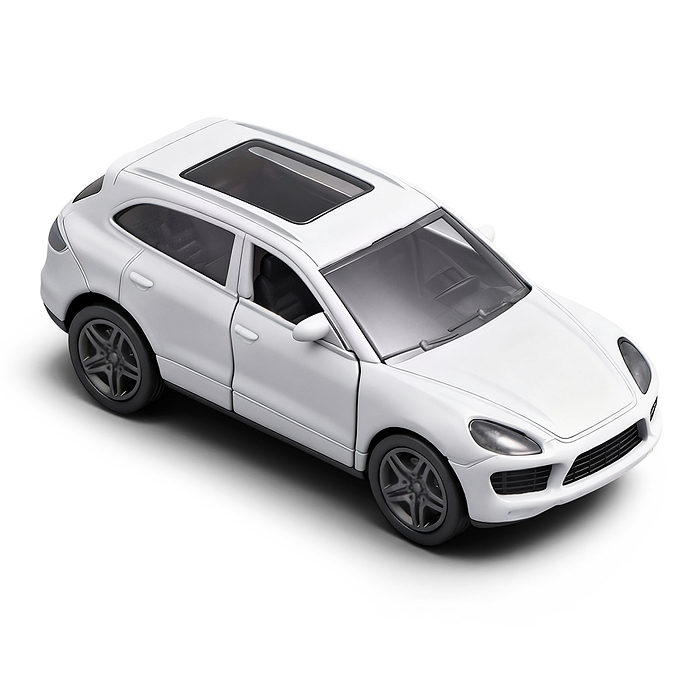 Фото к товару Белая инерционная машинка с люком на крыше die-cast , 1:32 Белая инерционная машинка с люком на крыше die-cast , 1:32
