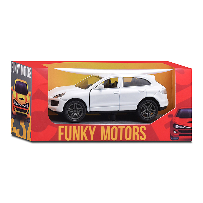 Фото к товару Белая инерционная машинка с люком на крыше die-cast , 1:32 Белая инерционная машинка с люком на крыше die-cast , 1:32