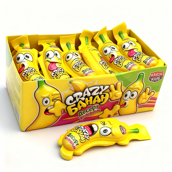 Десерт желейный "Crazy Банан" 60гр 20шт Десерт желейный "Crazy Банан" 60гр 20шт