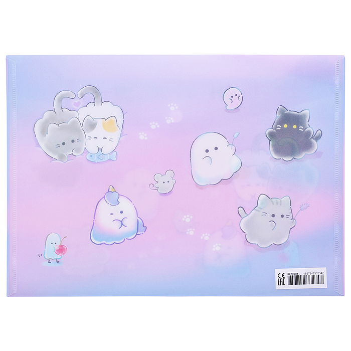 Фото к товару Папка-конверт на кнопке "Ghost Meow" A4 (330x235 мм) 180 мкм, матовая полупрозрачная с рису Папка-конверт на кнопке "Ghost Meow" A4 (330x235 мм) 180 мкм, матовая полупрозрачная с рису