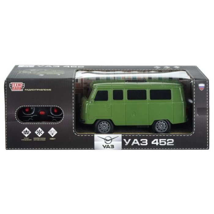 Машина р/у Uaz 452 Буханка 25 см, свет, зеленый