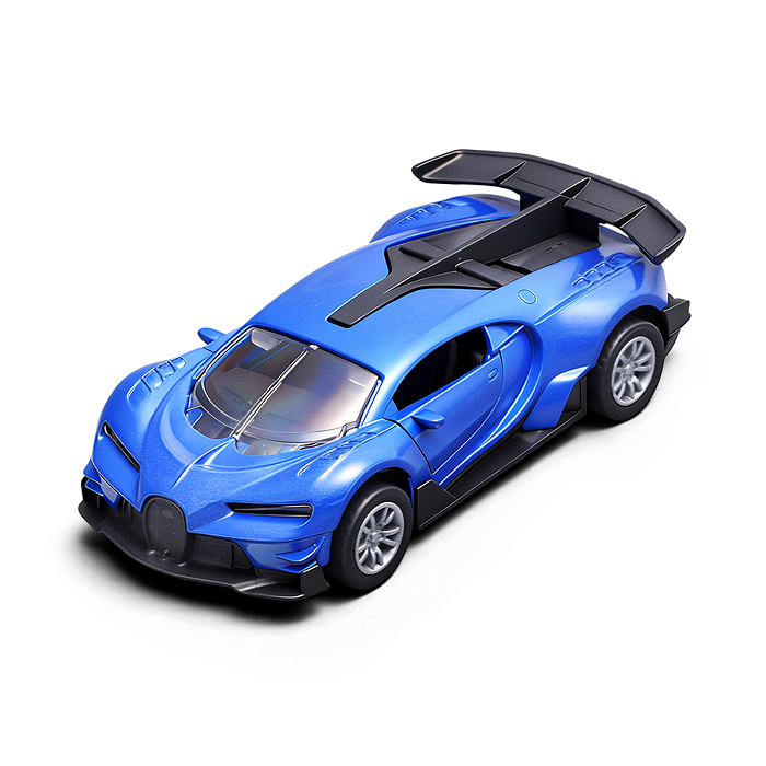 Фото к товару Синяя инерционная машинка спорт die-cast , 1:32 Синяя инерционная машинка спорт die-cast , 1:32