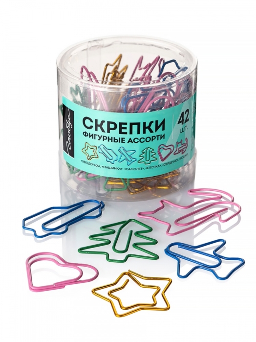 Скрепки фигурные ассорти 28-45 мм 42 шт. 
