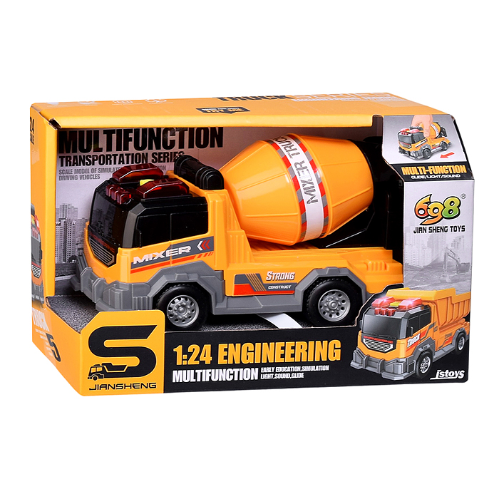 Фото к товару Машина JS229 "Бетономешалка" 1:24 (свет, звук) в коробке Машина JS229 "Бетономешалка" 1:24 (свет, звук) в коробке