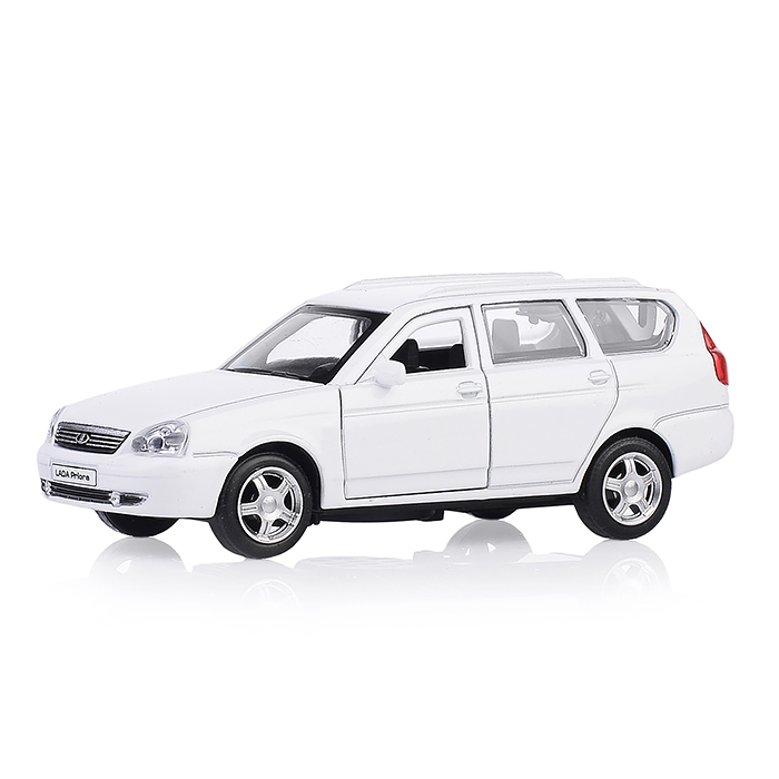 Машина металл Lada Priora, 12 см (откр дв, багаж, белый,) инерц, в коробке 
