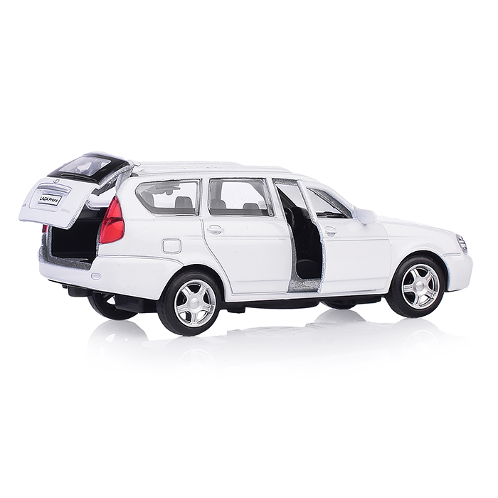 Машина металл Lada Priora, 12 см (откр дв, багаж, белый,) инерц, в коробке 