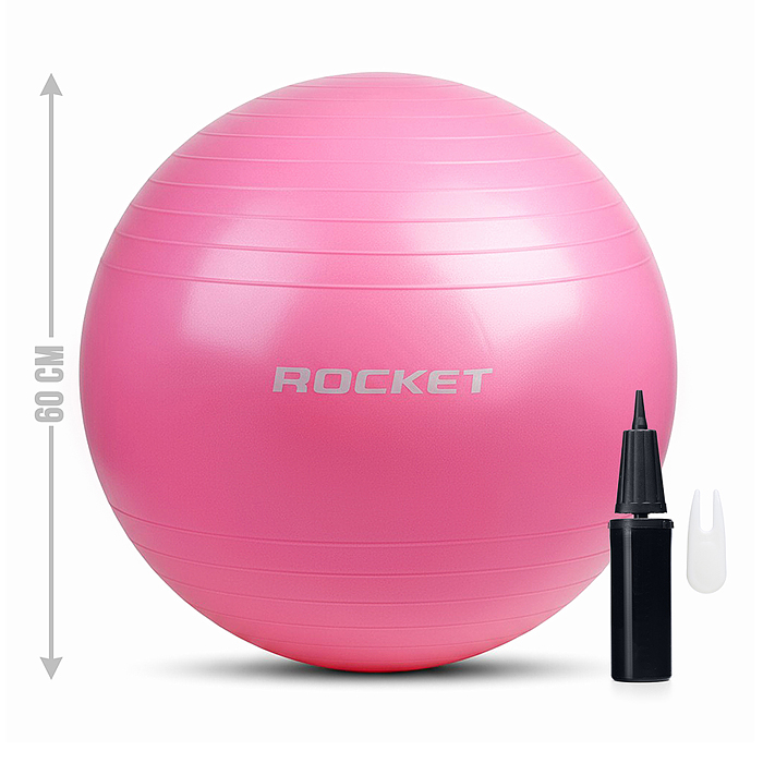 Фитбол 60см ROCKET R0217 Антивзрыв, цвет светло-розовый (60-65см 800г)