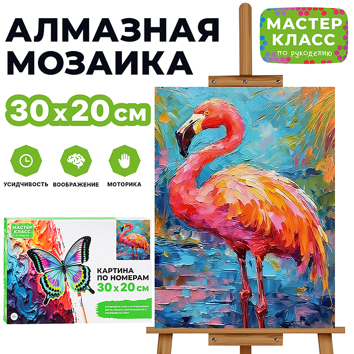 Картина по номерам MKR3020-144 "Розовый фламинго" 30х20 см. 