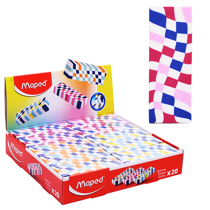 Ластик декорированный "Trendy teens checkerboard" узор в виде шахматной доски, цвета ассорти,