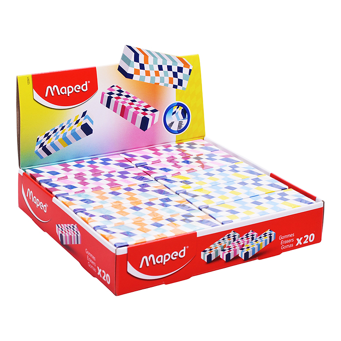 Ластик декорированный "Trendy teens checkerboard" узор в виде шахматной доски, цвета ассорти,