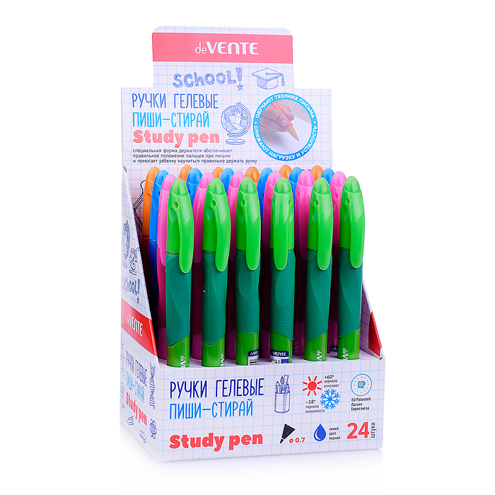 Фото к товару Ручка гелевая стираемая "Study Pen" обучающая письму, для левшей, d=0,7 мм, с каучуковым де Ручка гелевая стираемая "Study Pen" обучающая письму, для левшей, d=0,7 мм, с каучуковым де