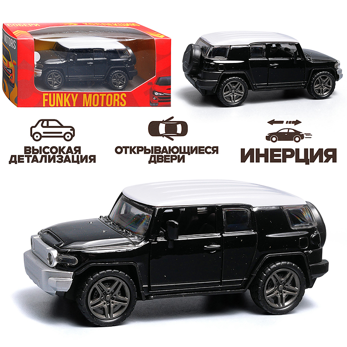 Чёрная с белой крышей инерционная машинка die-cast , 1:32 Чёрная с белой крышей инерционная машинка die-cast , 1:32