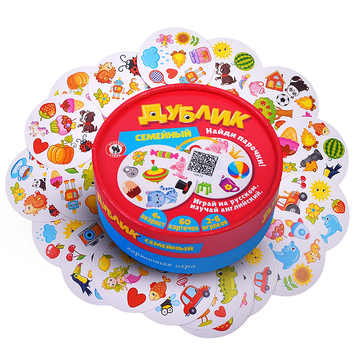 Дублик в круглой коробке "Семейный" (60 карточек) Дублик в круглой коробке "Семейный" (60 карточек)