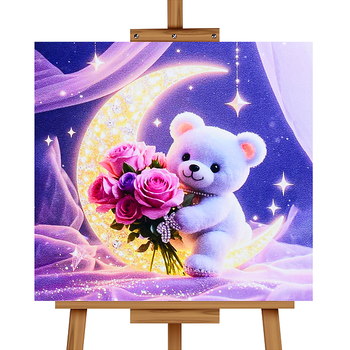 Мозаика алмазная MKA2020-78 "Мишка на луне" 20*20 см.