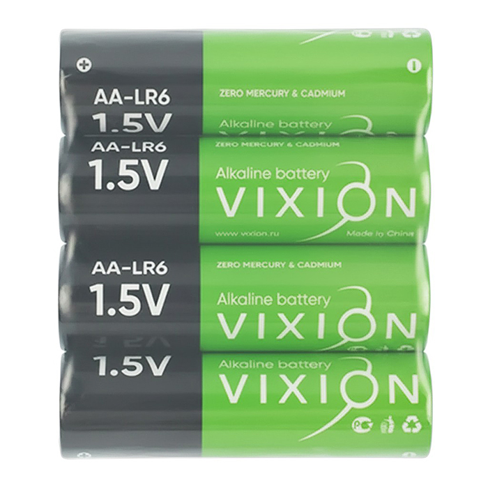 Батарейка алкалиновая Vixion LR6 - AA (плёнка 4шт), 24 спайки в коробке