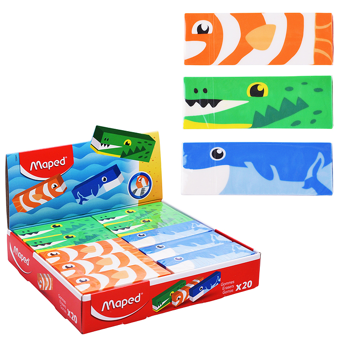 Ластик декорированный "Trendy kids animals" с дизайном в виде морских обитателей, цвета ассорти