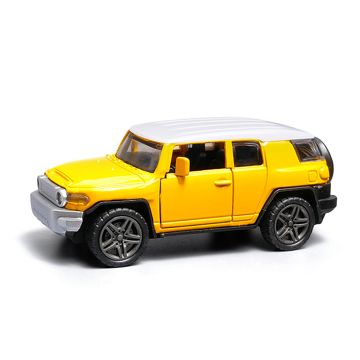 Жёлтая инерционная машинка с белой крышей die-cast , 1:32