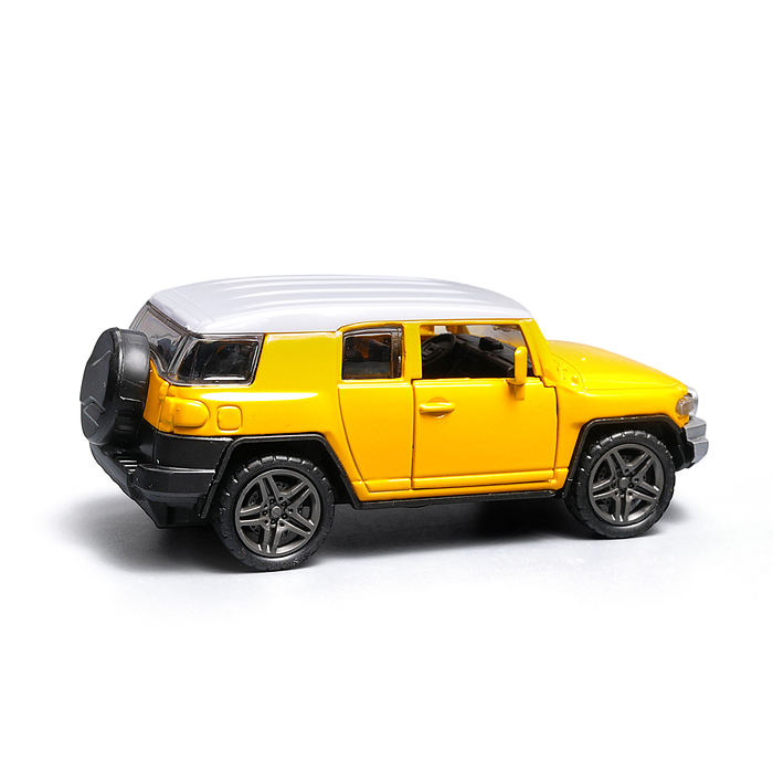 Жёлтая инерционная машинка с белой крышей die-cast , 1:32