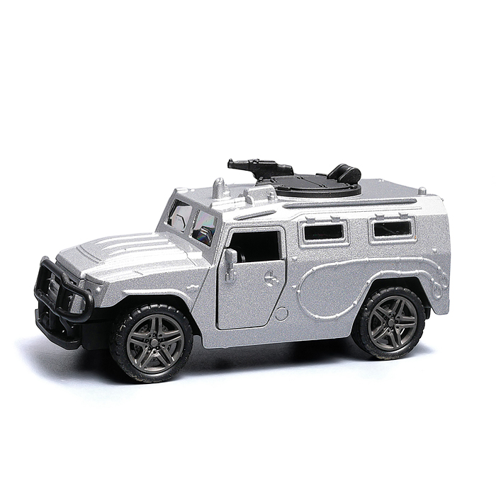 Серебристая инерционная машинка вид В die-cast , 1:32