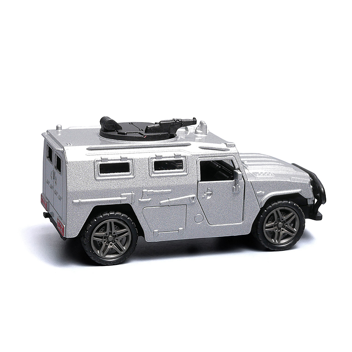 Серебристая инерционная машинка вид В die-cast , 1:32