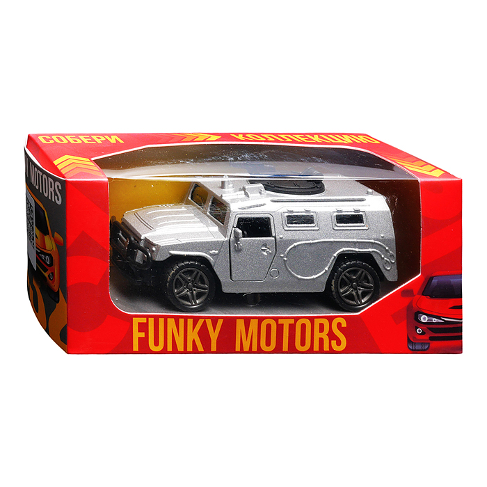 Серебристая инерционная машинка вид В die-cast , 1:32