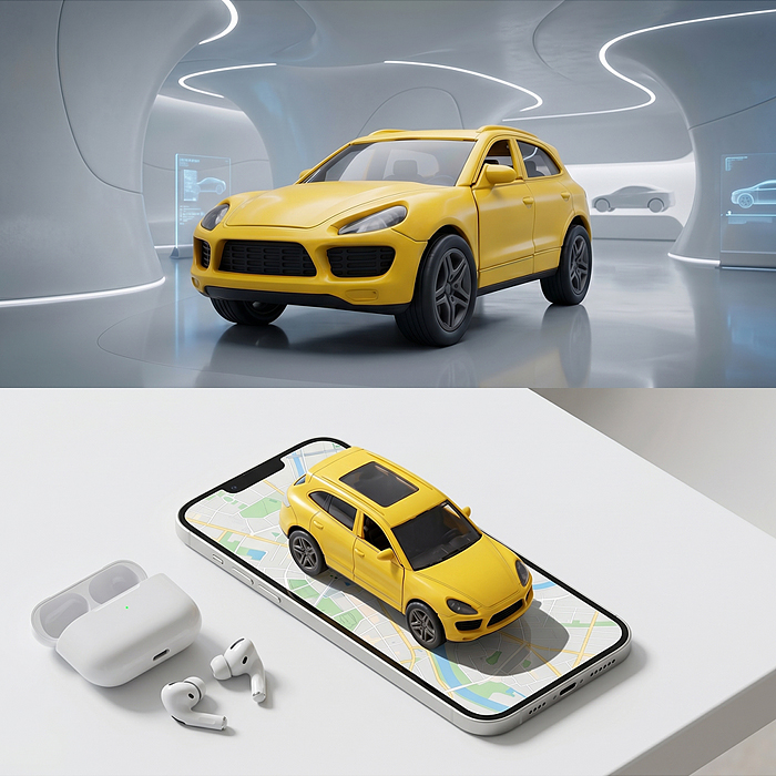 Жёлтая инерционная машинка вид E die-cast , 1:32