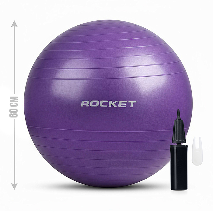 Фитбол 60см ROCKET R0217 Антивзрыв, цвет фиолетовый (60-65см 800г)