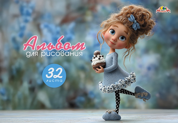 Альбом для рисования 32л. на гребне цв.мел.карт.обл. "Красотулька "