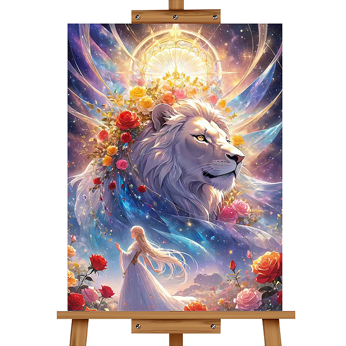 Мозаика алмазная MKA5040-92 "Девушка и лев" 40*50 см.
