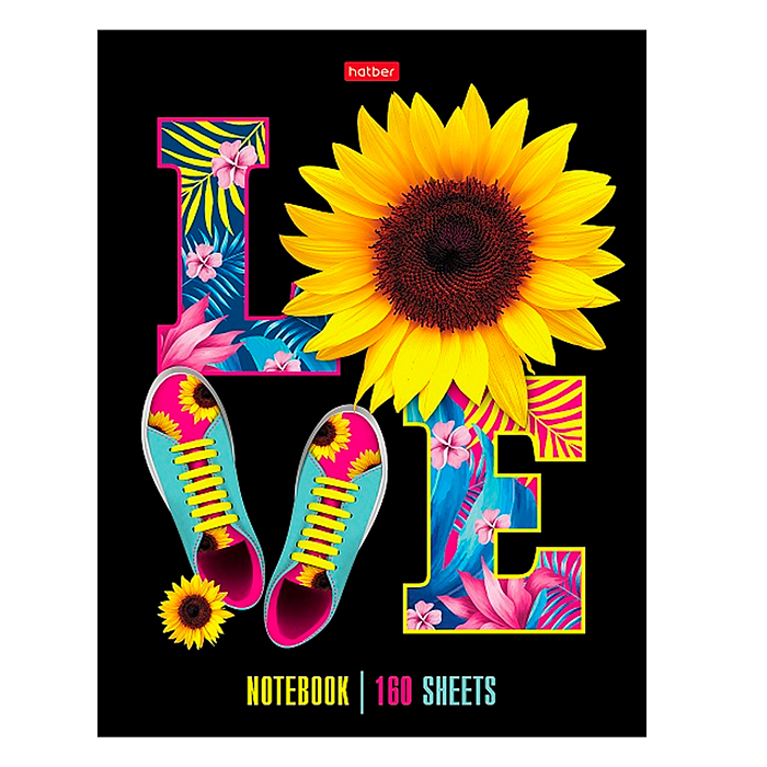 Тетрадь 160л клетка "Love" на 4-х кольцах мат.ламин., в индив.упак.