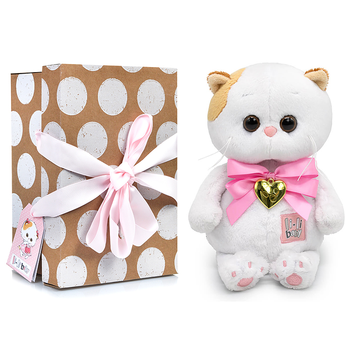 Кошка Ли-Ли BABY с бантом и сердцем-подвеской Кошка Ли-Ли BABY с бантом и сердцем-подвеской