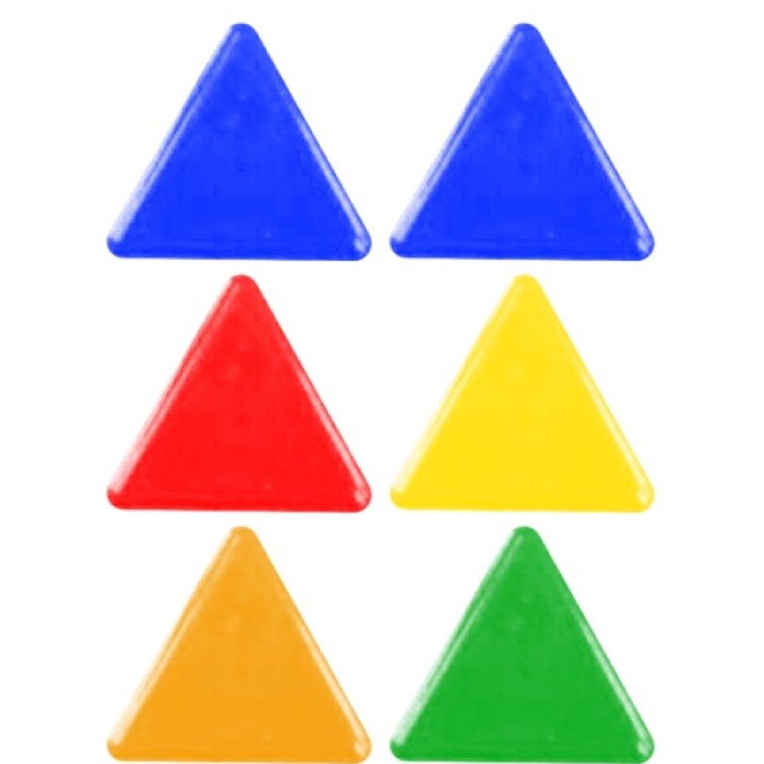 Магнит для доски офисной "TRIANGLE" Ø 30 мм, 6 шт, в форме треугольника, цвета ассорти, пла