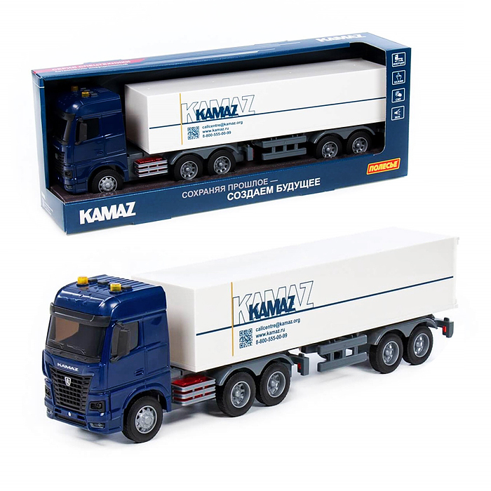 Автомобиль-тягач "Kamaz" с полуприцепом инерционный (со светом и звуком) 