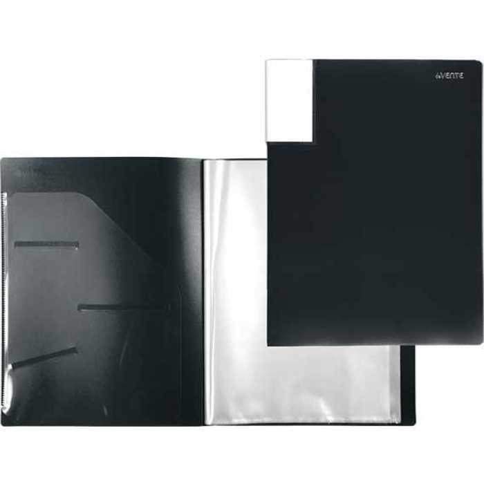 Папка с 020 вкладышами A4 "Uno Black" A4 (230x310x15 мм) 500 мкм, фактура "песок" прозрачны